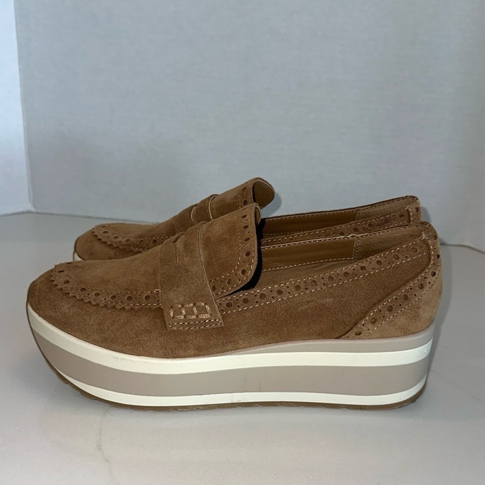 Dolce Vita Tan Suede Platform Penny Loafers - Picture 7 of 13